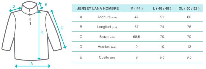 jersey de lana para hombre guía de tallas