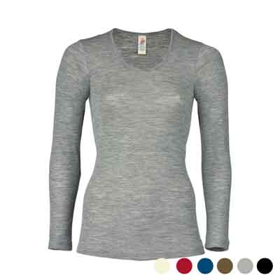 Camiseta térmica lana merino y seda, mujer